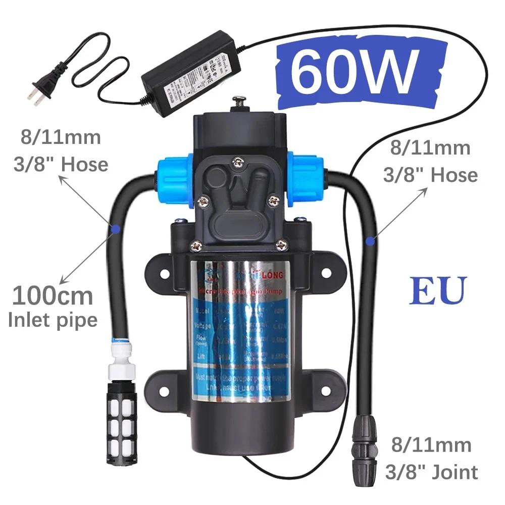 3/8" 9/12mm Misting Cooling System 0.6mm Nozzles Fine Atomizer PE Tubing Filter Self-priming Pump Garden Irrigation Watering Kit