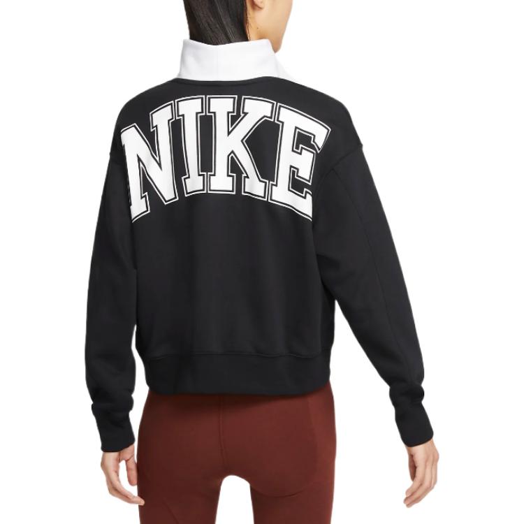 Nike Sweatshirts Women's Black/White Stand Collar Moderate Regular DQ6944-010