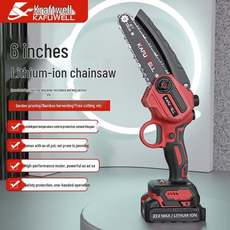 21V Cordless 6-inch Electric Chainsaw CN Plug (adapter Included)