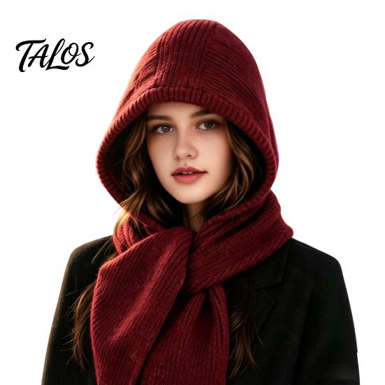 Unisex Winter Travel Cap Knitted Hooded Scarf, Beanies Hat with Cozy Functional Daily Wear Knit Neck Warmer for Cold Weather Shopping Commuting Casual