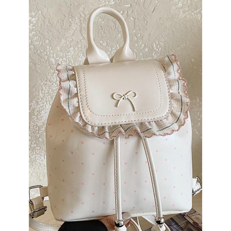 Schoolbag Spring 1011 Korean Sweet Lace Flower Backpack Women's New Fashion Versatile Polka Dot School Bag Personality