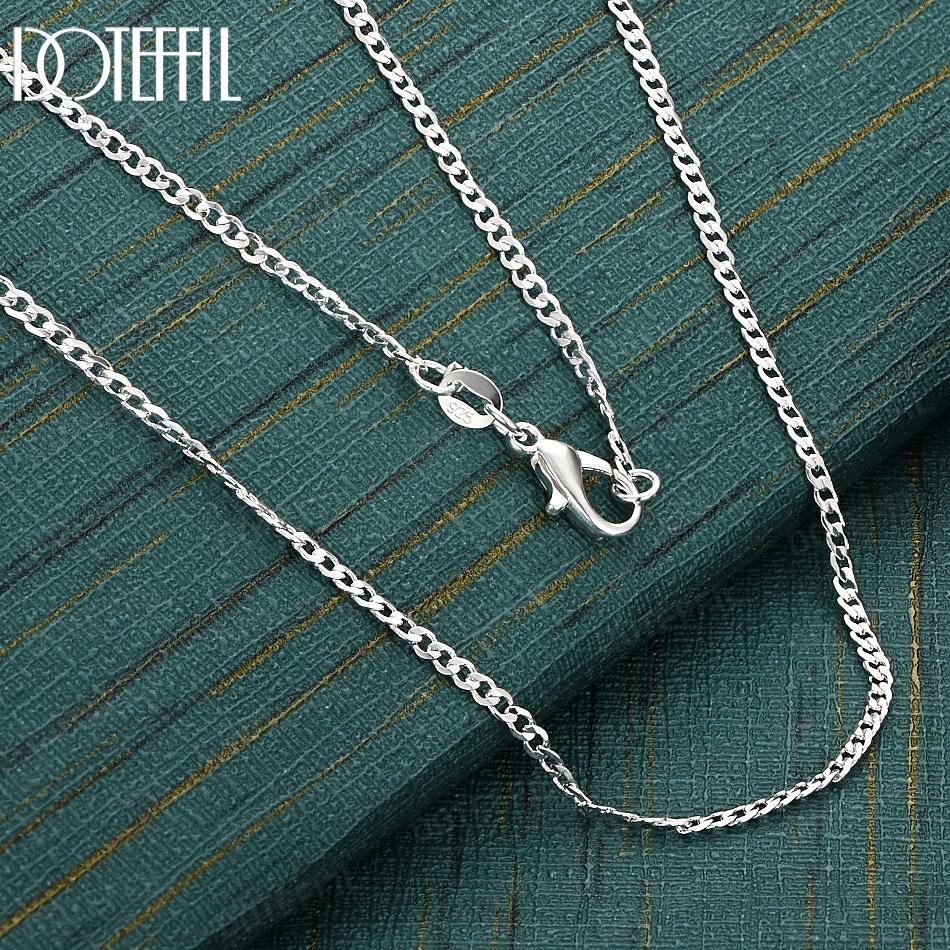

Серебро 925 пробы 16-30 дюймов 2 мм Боковая цепь Ожерелье Свадебные украшения 40cm