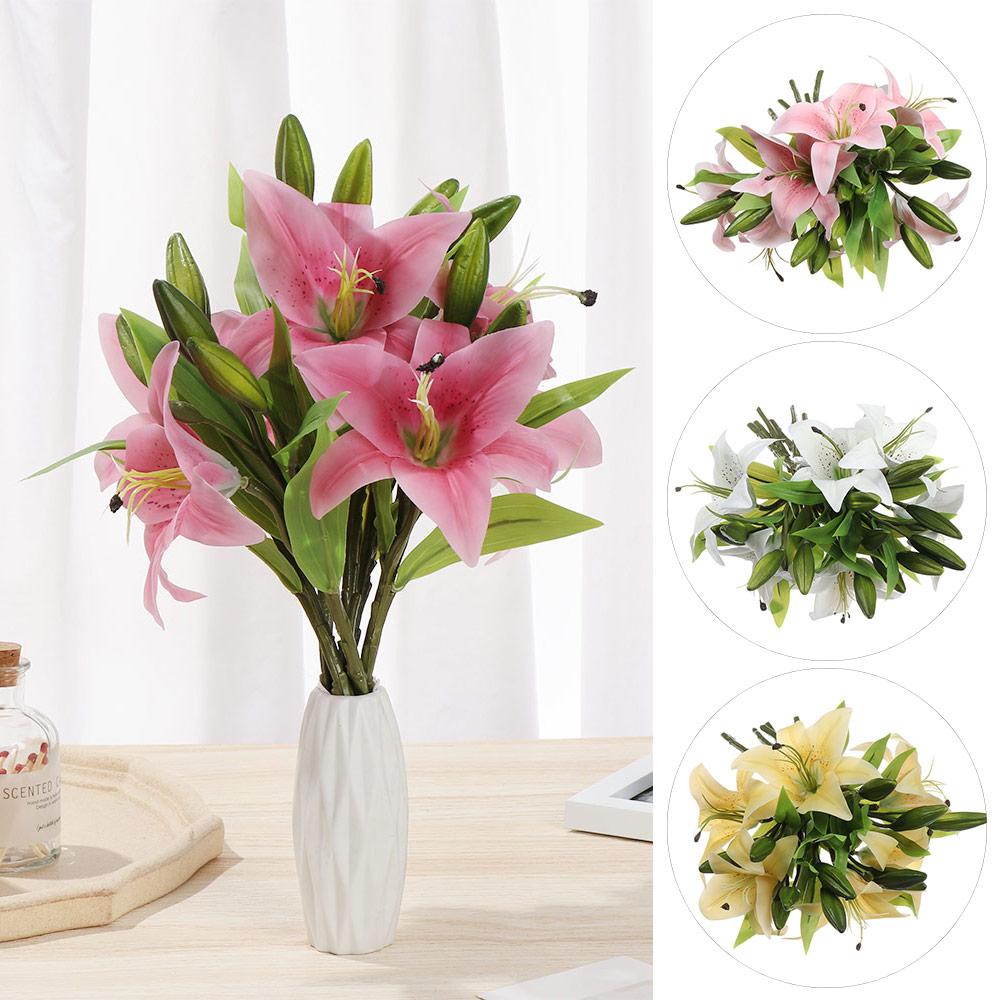 Accessories Colorful Lilies Bouquet Artificial Flowers Fake Lily Wedding Decor Accessories Colorful Lilies Bouquet Artificial Flowers Fake Lily Wedding Decor
