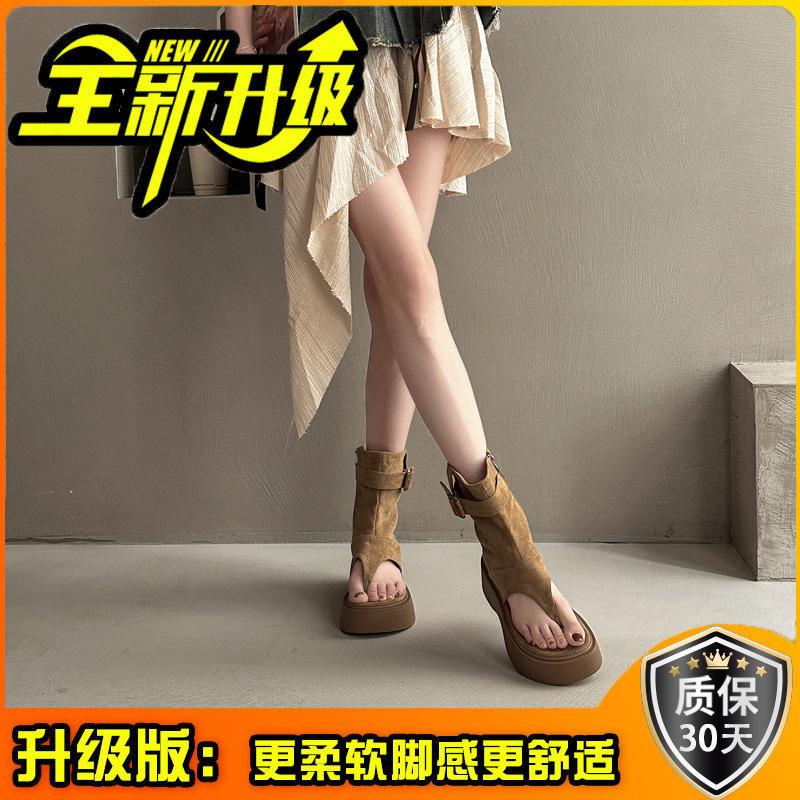 Fashion versatile casual retro toe cool boots women's 2025 summer new versatile temperament simple outer wear stacking boots
