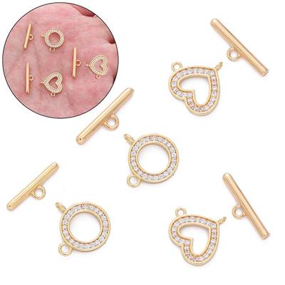 1Set Copper Heart Circle Lobster Clasp For DIY Jewelry Making Findings