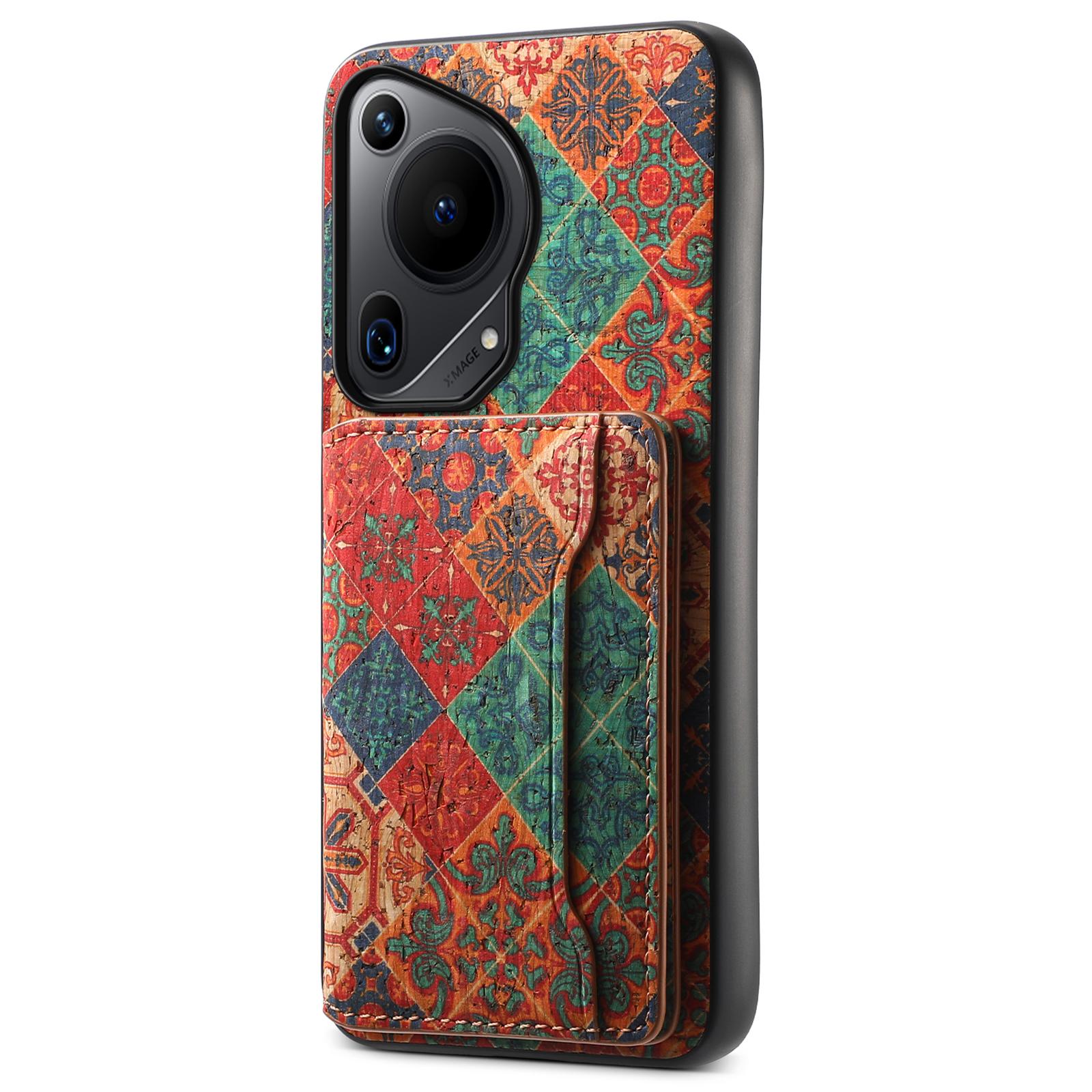 

For Huawei Pura 70 Ultra Case with Card Holder Leather Blooming Flower Phone Cover Winter/Blue