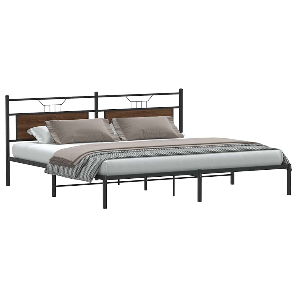 Bed Frame without Mattress Brown Oak Effect 193 x 201 cm