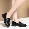 New Breathable Comfortable Shallow Mouth Soft Leather Shoes Women Loafers 2025 Spring Square Heels Shoes Flats for Office Mom