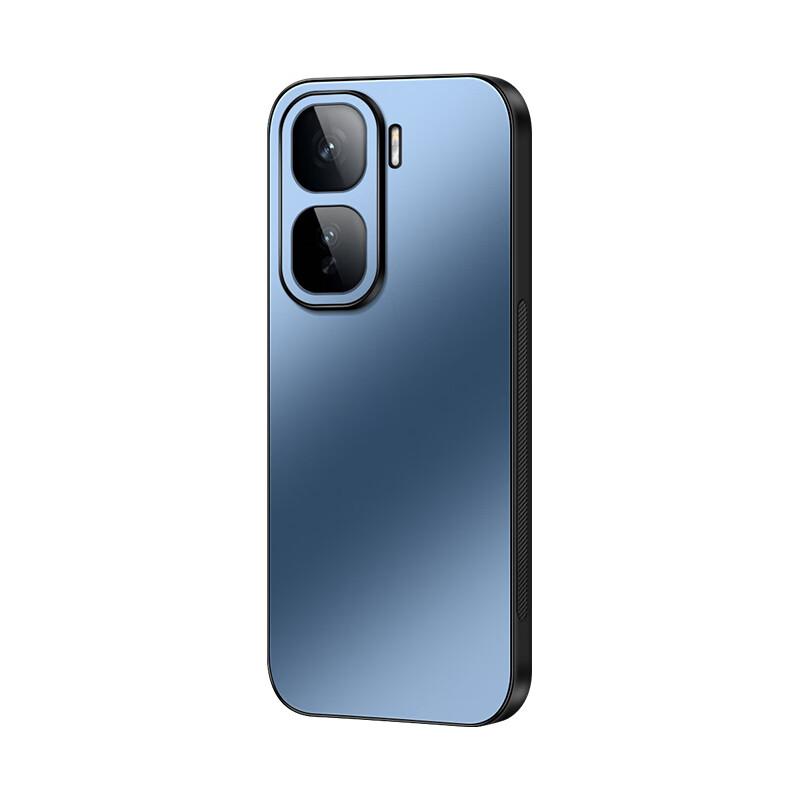 iQOOneo11 Phone Case iQOO neo11 Protective Cover AG Matte Lens Full Coverage Real Touch Vivo Simple Solid Color Anti-Fingerprint Gem Blue
