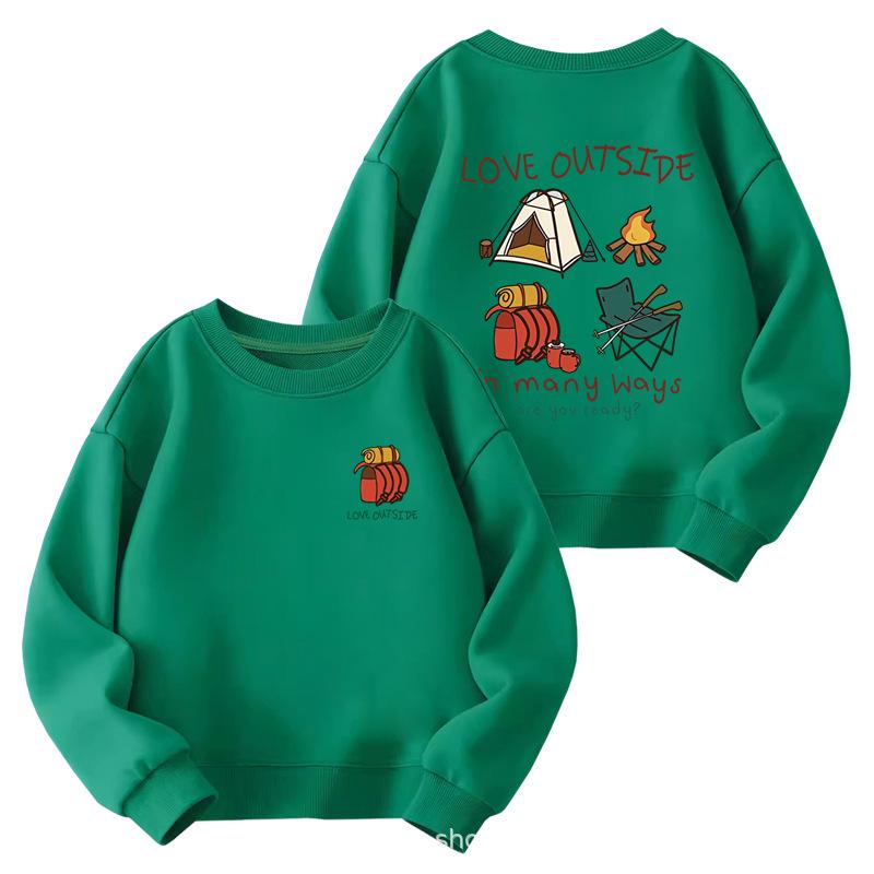 Kids' Cartoon Print Crew Neck Sweatshirt – Casual, Lightweight, Spring/Autumn 2025