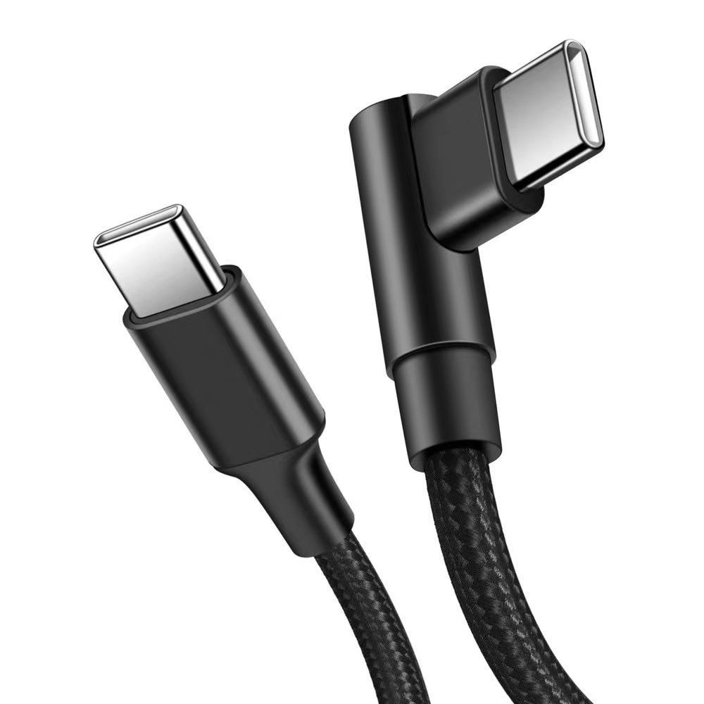 Nylon Braided USB C Cable 1M Length 90 Degree Elbow USB To Type-C Adapter for iPhone/Samsung/Tesla/Huawei/Xiaomi/MacBook