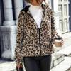 Women's Leopard Print With Hood Long Sleeve Zipper With Pockets Jacket Casual Jacket