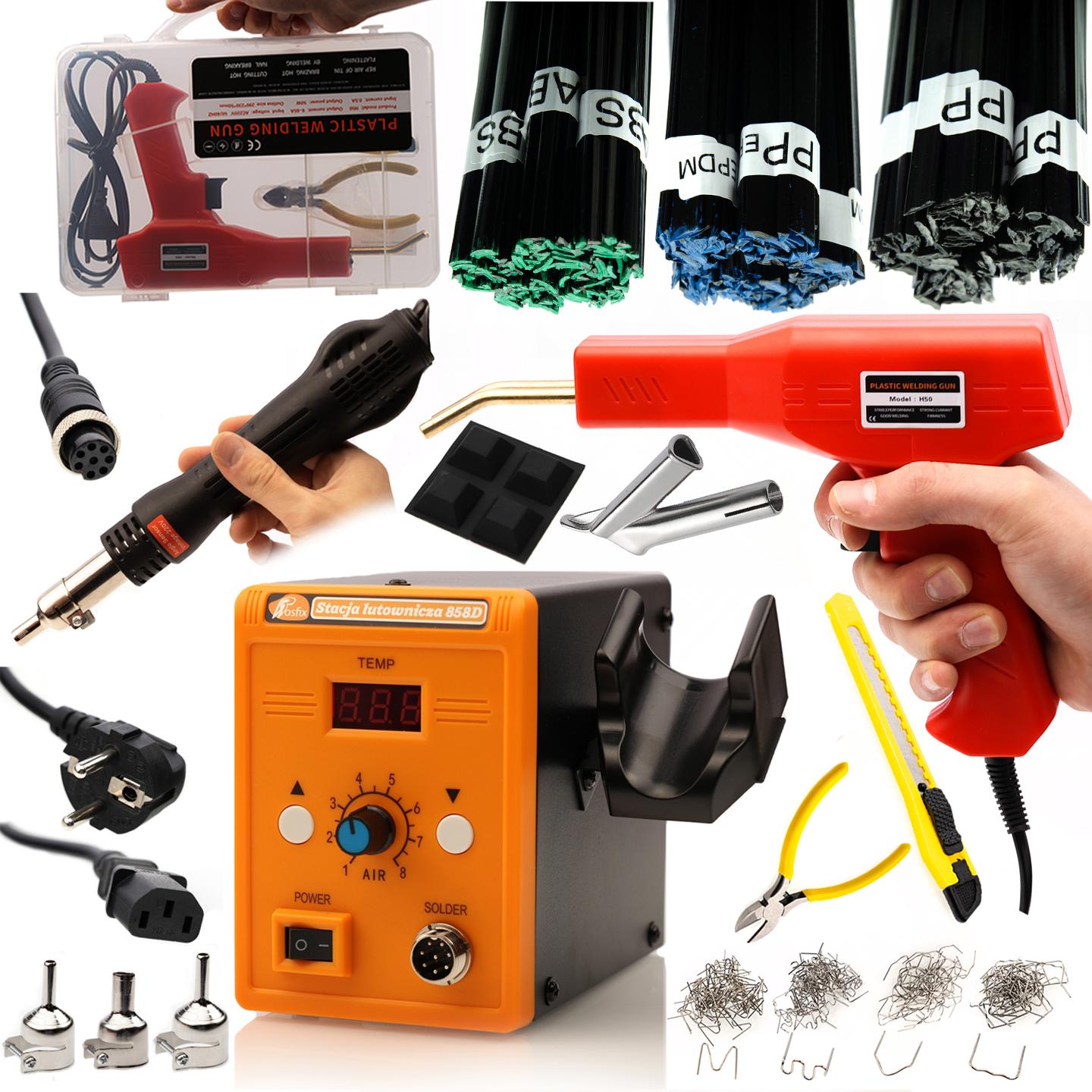 

Rosfix Spawarka Plastiku 858D – Wysoka Moc 700W | Zestaw 300g Spoiw i 4 Dysze | Zszywacz do Plastiku z 200 Zszywkami