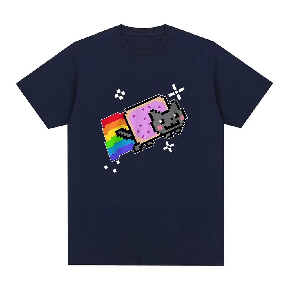 Nyan Cat Zabawny Mem T-shirt Tęczowy Mężczyźni Kobiety Odzież Moda T-shirty Harajuku Codzienne Bawełniane Krótkie Rękawy T-shirty Streetwear