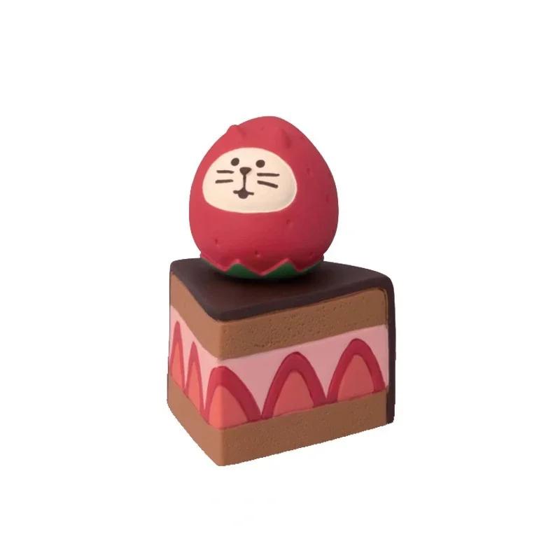 1pc Cat Scene Ornaments Valentine's Day Gifts Chocolate Food and Entertainment INS Strawberry Bread Decoration Resin Ornaments