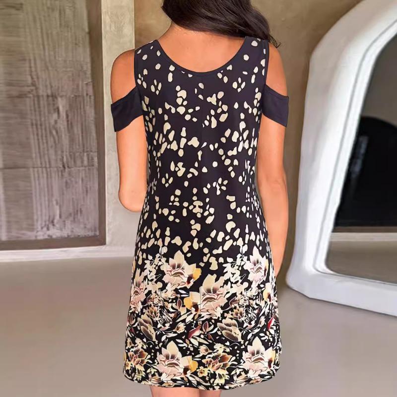 Letní potisk Slim Fit V-výstřih Ležérní Sexy S rukávy odhalenými rameny Ležérní šaty