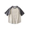 American Retro Heavy Weight Pure Cotton Raglan Contrast Color Short Sleeve T-Shirt Men's 2024 New Arrival Trendy Base Cotton T-shirt