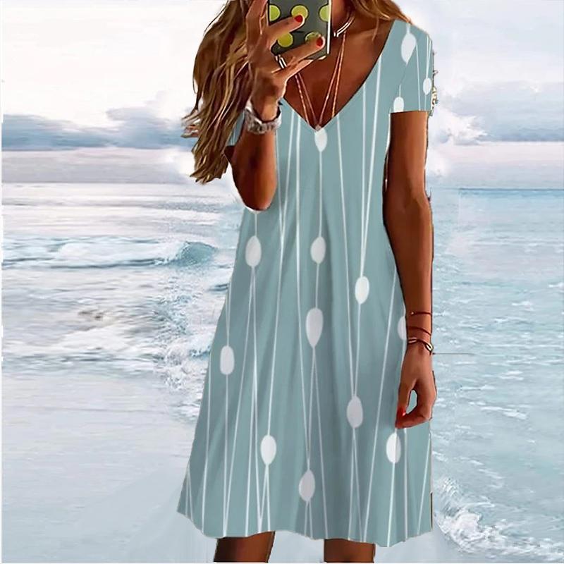 Letní móda Dámské Krátký rukáv s výstřihem do V Krásné šaty s motýlkovým potiskem Sex Krátká sukně