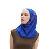 Women Solid Color Lace Rhinestone Muslim Hijab Wrap Islamic Scarf Cap Head Cover