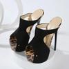 Fashion Eilyken Summer Hollow Out Thin High Heels Women Slippers Design Style Chunky Platform Peep Toe Stripper Prom Slide Shoes