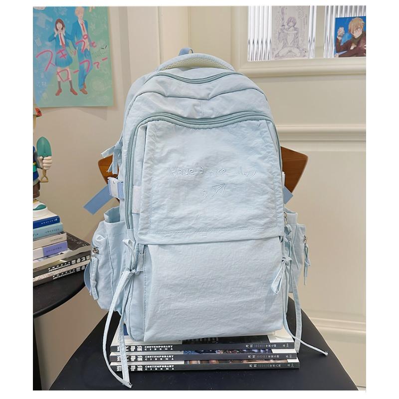 Japanese Style Light Solid Color Backpack Outdoor Travel Large Capacity Backpack Casual Versatile College Student Commuting Schoolbag