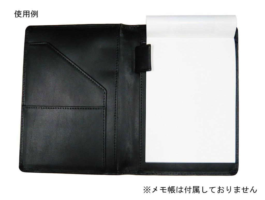 Recycled Cowhide A6 Business Holder with Smartphone Touch and Metal Cap Ballpoint Pen Extra Black Set, T23-LSA6BHA-QSJW700-B