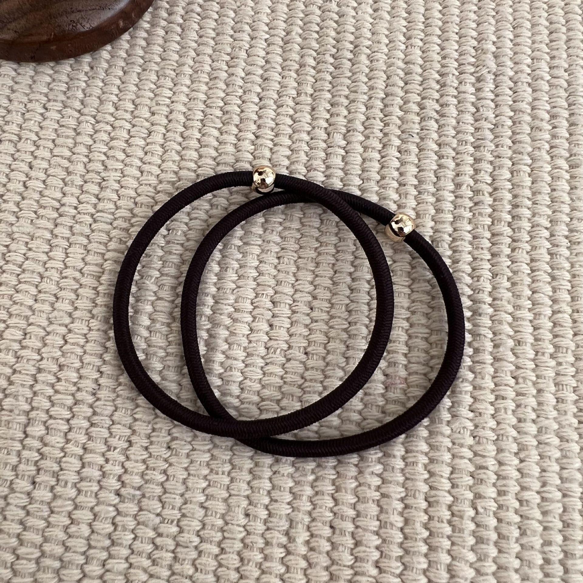 

Два комплекта резинок для волос с коричневыми золотыми бусинами - высокие эластичные, простые резинки для волос темный кофе