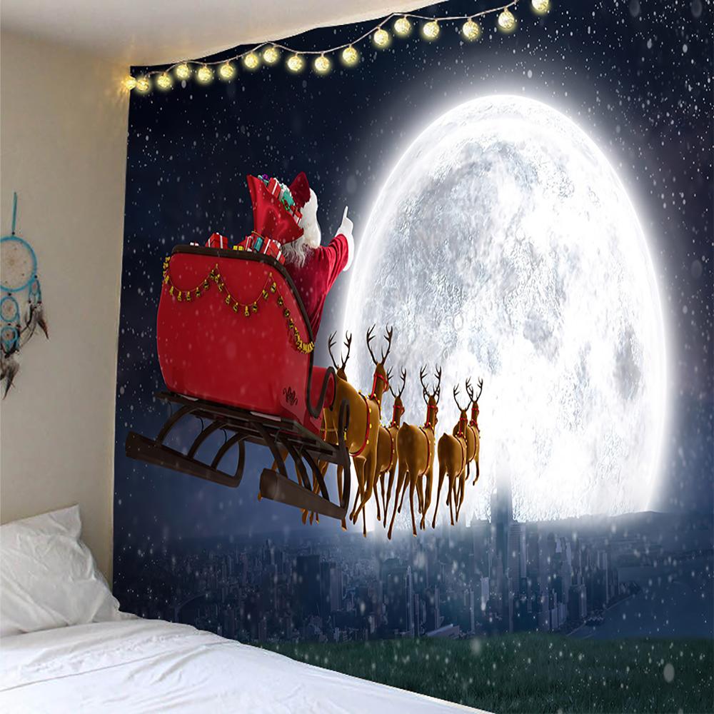 Tapisserie de Noël Home Decor Tapestry Santa Claus Printed Polyester Tapestry Living Room Room Wall Decor Backdrop Fabric