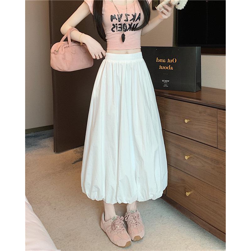 

Plus Size High Waist Solid Color Summer Bud Skirt 3XL білий