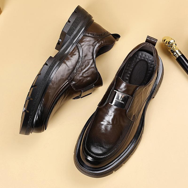New winter leather thick-soled lazy casual business dress leather shoes