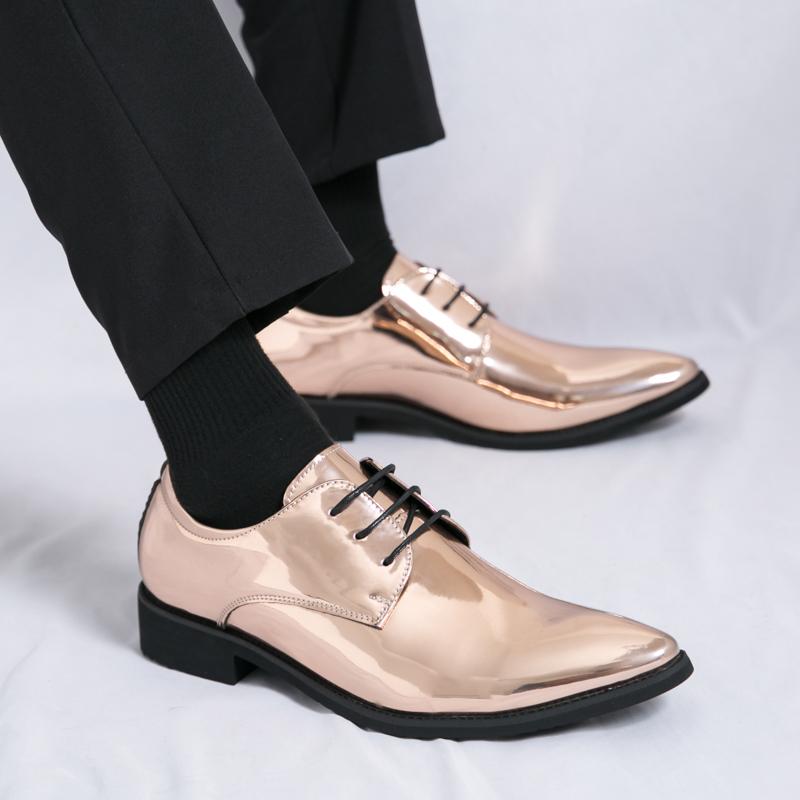 Lakovaná kůže pánské boty Módní návrhářský styl Outdoorový volnočasový trend párty Noční klub Banket Dospělé boty Plus Size 38-46