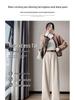 2025 Autumn/Winter Women's High-Waist Herringbone Woolen Pants - Slimming and Versatile with Plus Velvet, Available in Narrow and Wide Leg Fits.