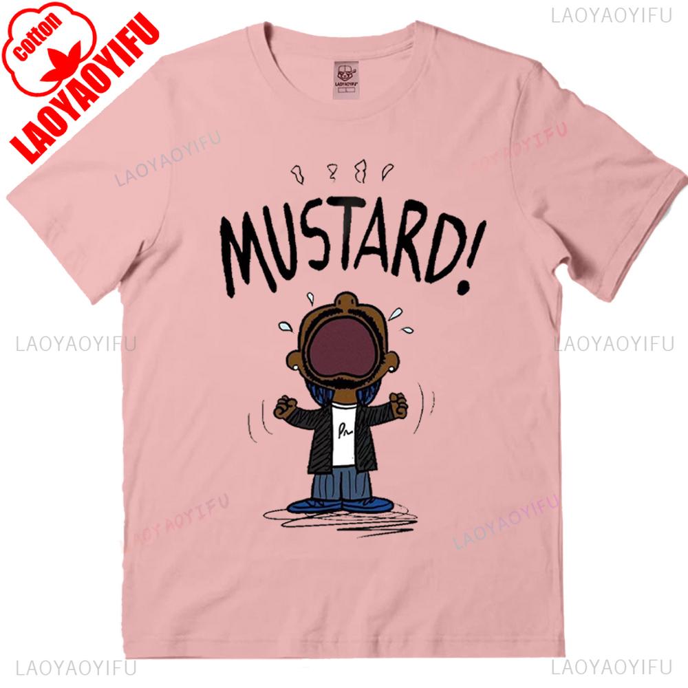 Kendrick Lamar Mustard Meme Tops Unisex Tee Shirt for Fans Funny Hip Hop Graphic Music Lover Apparel Humorous Pop Culture Gift