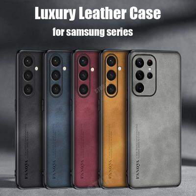 S 24 25 23 22 21 20 Luxury Sheepskin Leather Case For Samsung Galaxy S24 S25 Ultra Plus S22 S23 S21 S20 Fe 5g Retro Back Cover