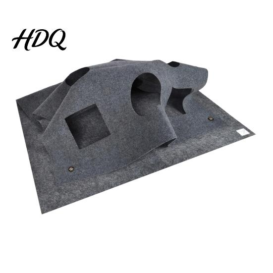 Felt Pet Tunnel Cat with Play Mat Multi-peephole Hideaway Large Interactive Peek-a-Boo Holes Cave Indoor Cats Enrichment