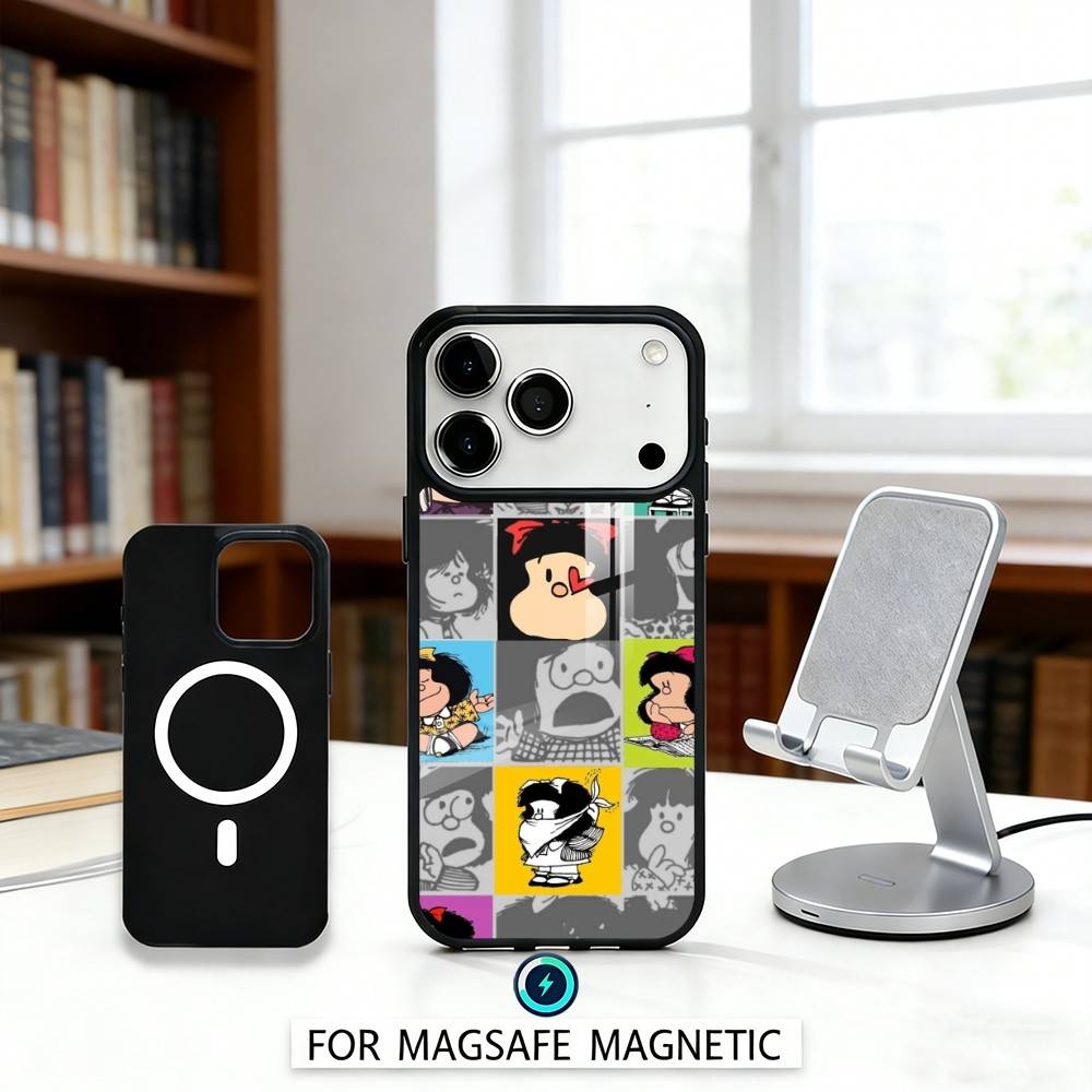 C-Cute Cartoon M-Mafalda Phone Case For iPhone 17,16,15,14,13,12,Pro,Max For Magsafe Magnetic Wireless Charging