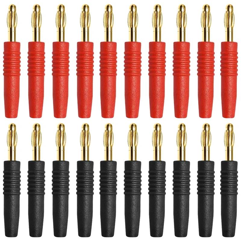20Pcs 2mm Banana Plug Connector Banana Male Plugs Red Black Speaker Audio Wire Cable Connectors