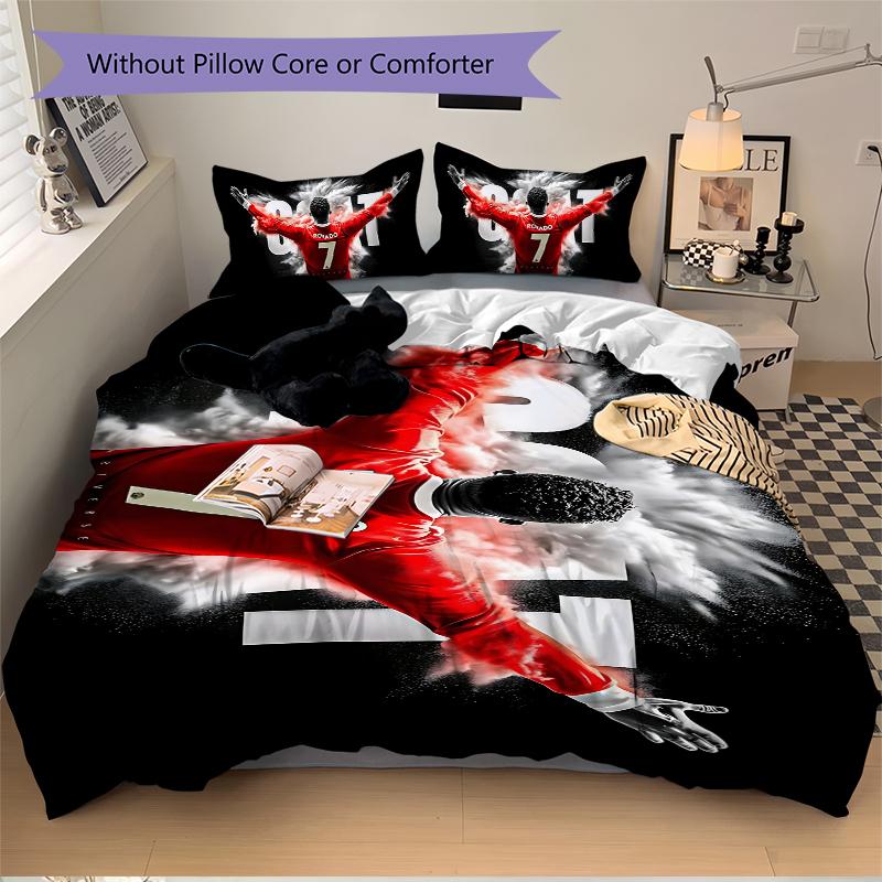 3Pcs Ronaldo'S Iconic Leap Bedding Set Soft Fabric Duvet Cover Pillowcases Home Xmas Halloween Gift 1 Duvet Cover 2 Pillowcase S1798