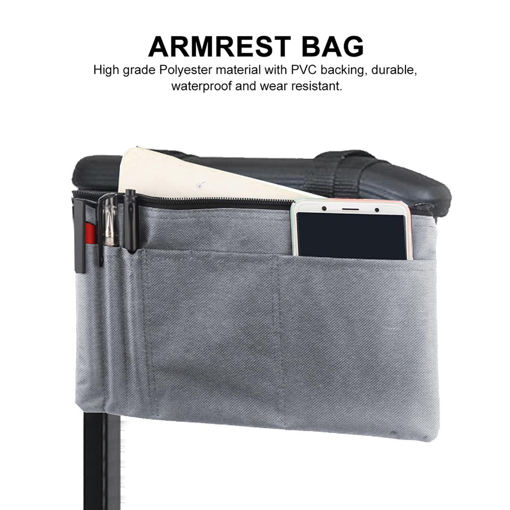 Waterproof Mobility Scooter Armrest Bag Wheelchair Shopping Travel Storage Bag Black