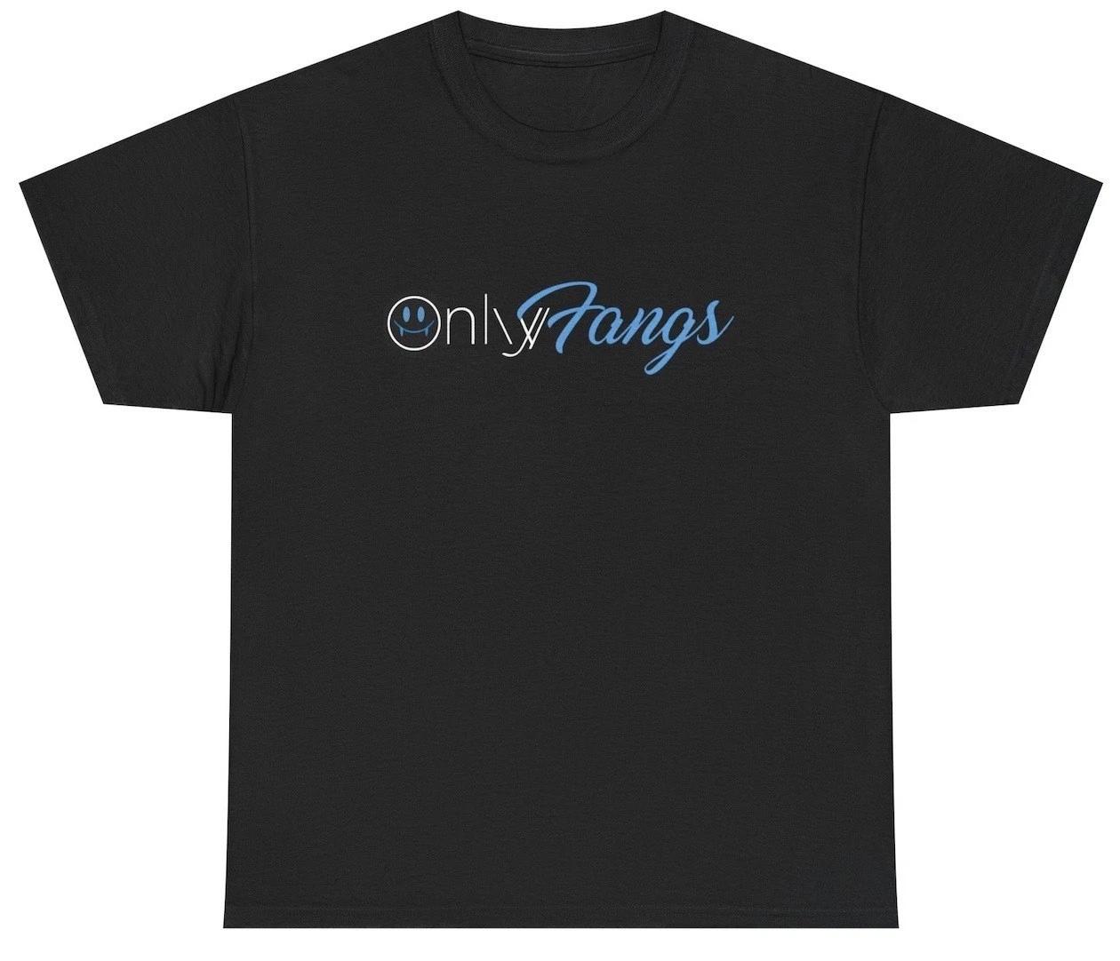 Onlyfangs T Shirt Funny Halloween Parody Vampire Lover Tee 4XL