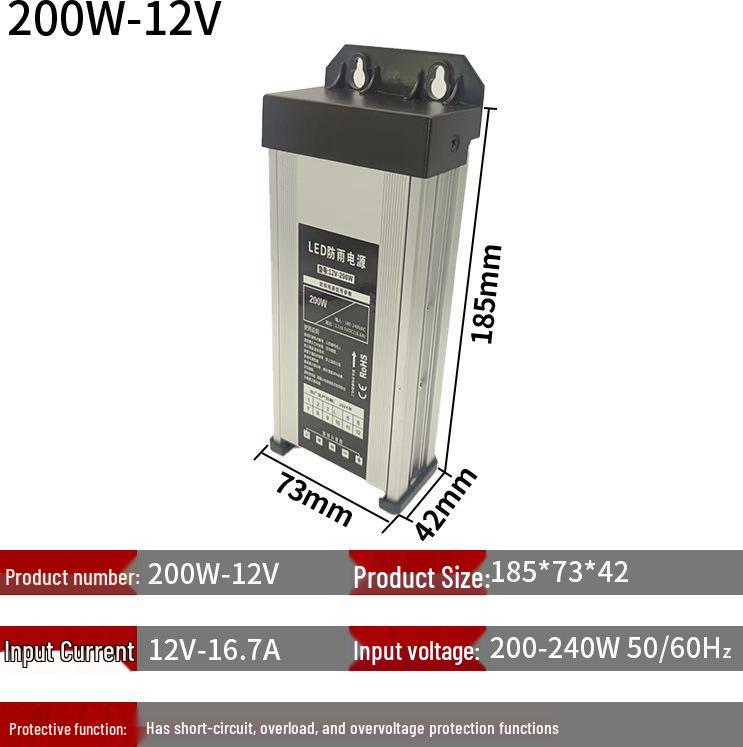 Weather-Resistant 12V/24V High-Power Transformer with Waterproof Switching Power Supply