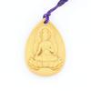 Special Buddhist Statue Bodhi Tree Leaf Shape Guardian Deity for the Year of the Ox and the Year of the Tiger with Strap Boxwood Wood Carving 17384