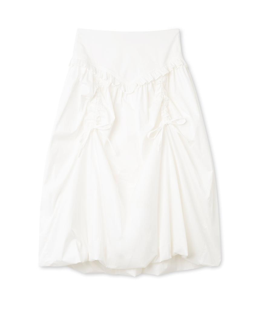 MILLO WOMEN Balloon Shirred Maxi Skirt [White]