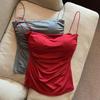 New Summer Slim Fit Ruched Camisole with Chest Pads - Women's Basic Tank Top