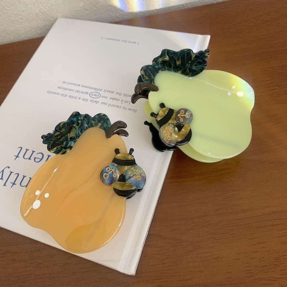 Waterproof Bee Pear Shark Clip Acrylic Acetate Hairgrips Creative Acetic Acid Hair Claw  Portable