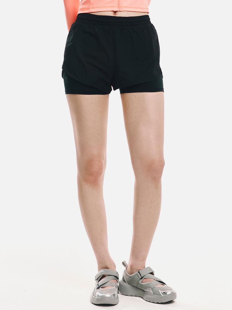 BARREL Women'S Essential 2-Part Leggings Shorts Black (B6Swwlp002Blk)