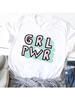 Wounisex Girl Power Fashion Letters Cute Print T-Shirt Tee Shirt Travel Tees T Shirt Graphic Print T-Shirts