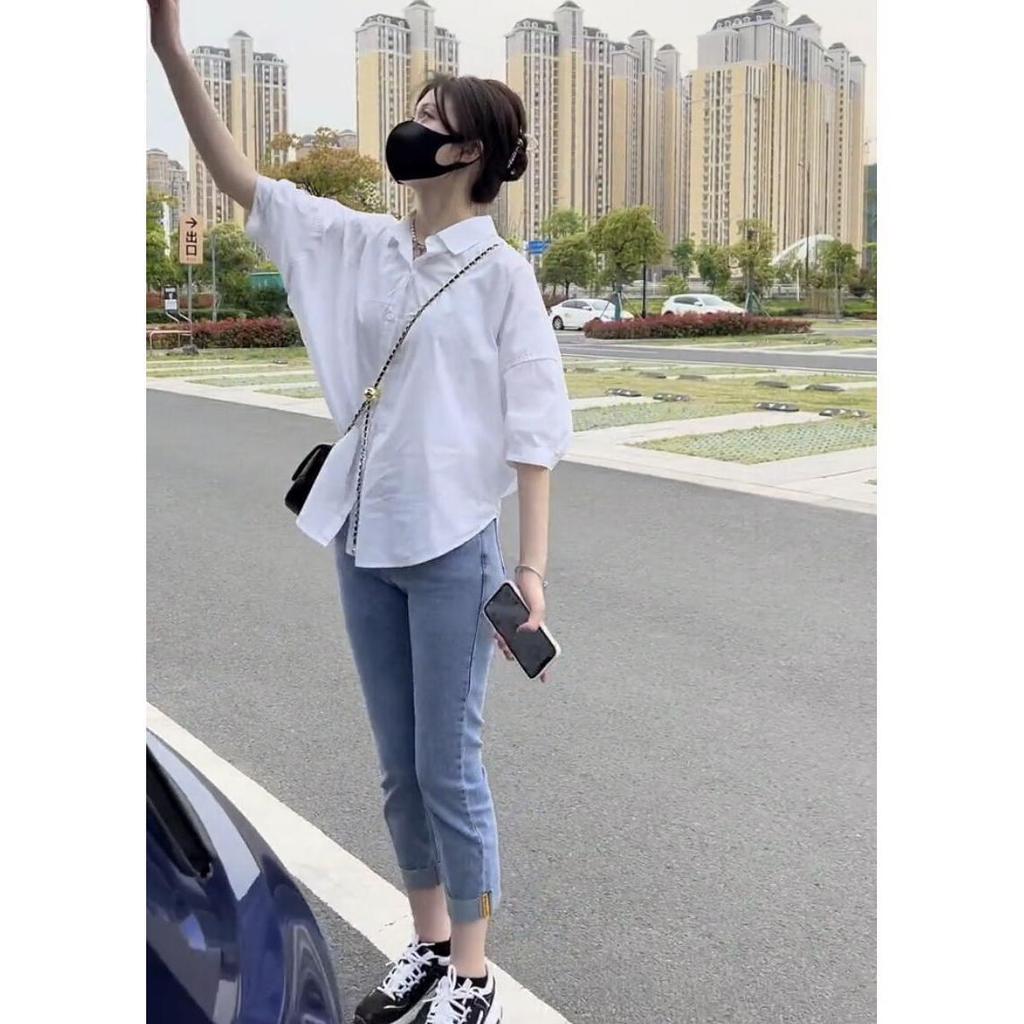 Mid-sleeve Thin Woman Blous Shir Summer Loose Fashion Irregular Shirt Casual Vacation Top Korean Women's Clothes