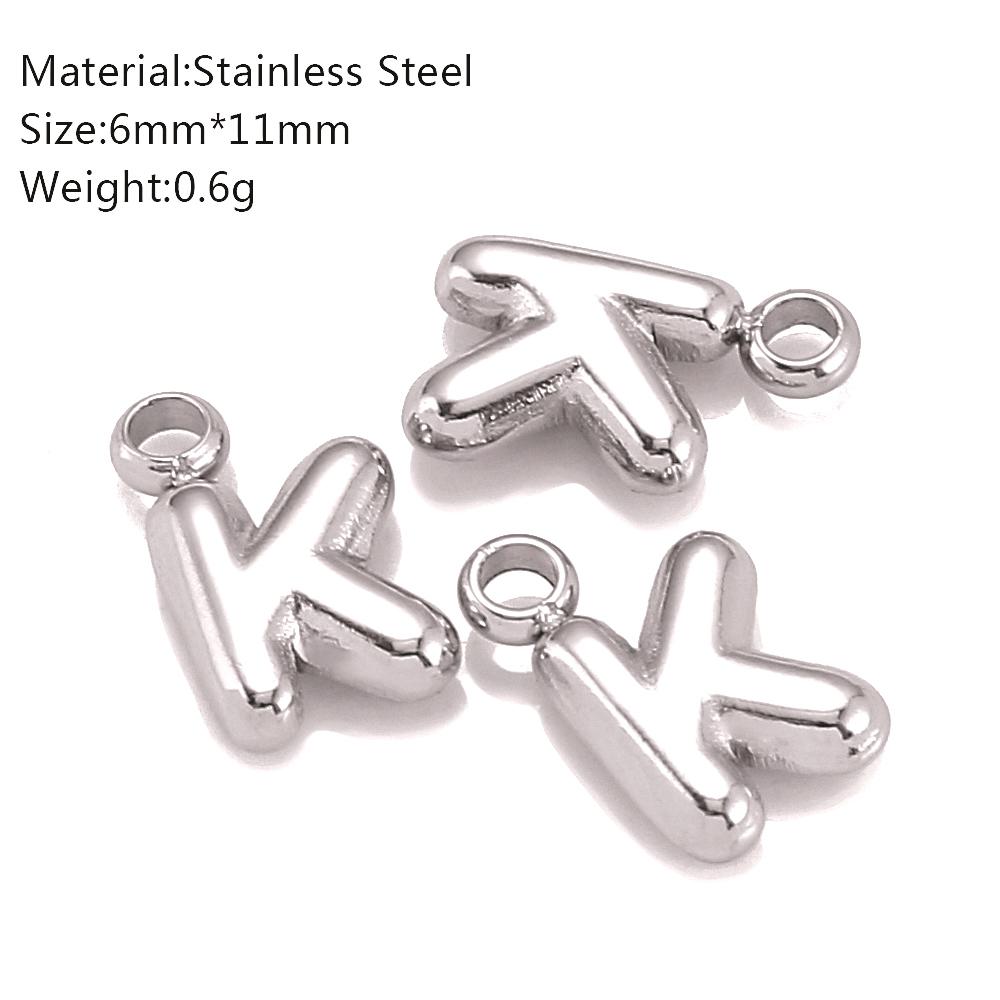 3Pcs Mini Balloon Alphabet Charms Cute Small Initial Bubble English Letter Stainless Steel Pendants DIY Necklace Bracelet Making