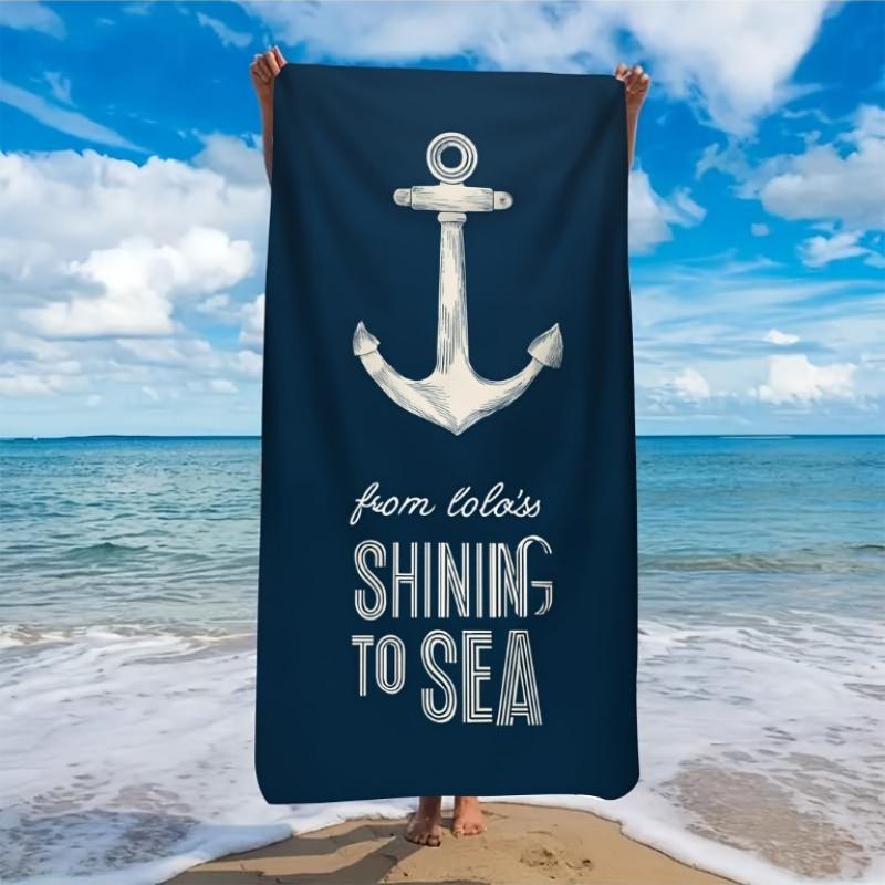 

1pc Microfiber Beach Towel | Ocean Anchor Pattern, Ultra Soft Polyester, Lightweight and Absorbent, Ideal for Yoga, Swimming W30*H60(CM)